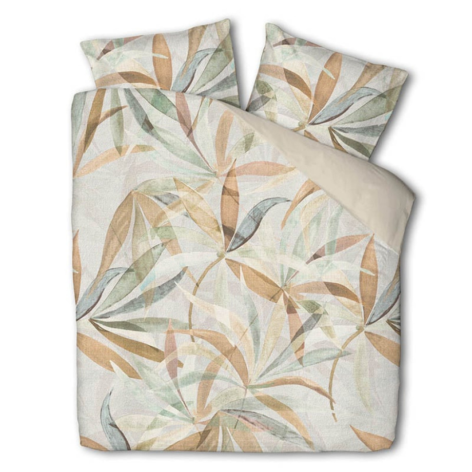 Dekbedovertrek Botanical Oasis - Lits-Jumeaux (240x220 cm) - Beige Katoen - Dessin: Natuur - Presence - Dekbed-Discounter.nl afbeelding 1