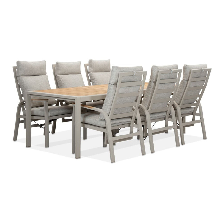 Annecy beige dining tuinset | 6 personen | teakhout + aluminium | 227cm afbeelding 