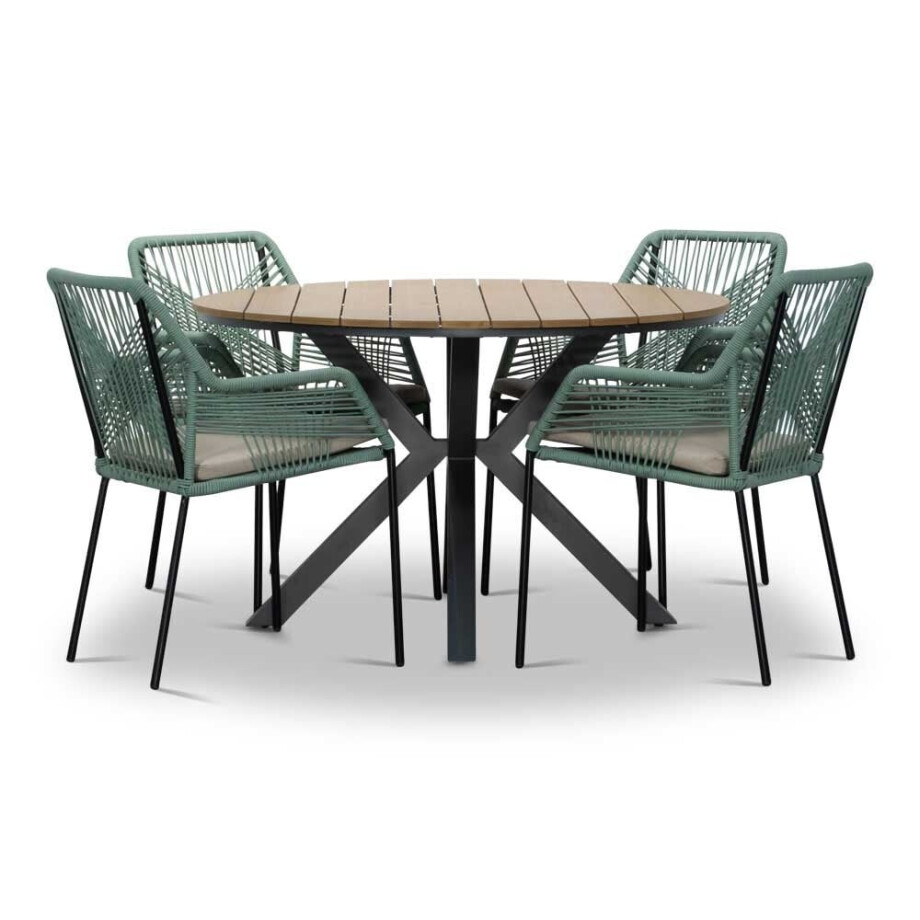 Cervo/Seville mint dining tuinset | 4 personen | polywood + touw | 120cm afbeelding 1