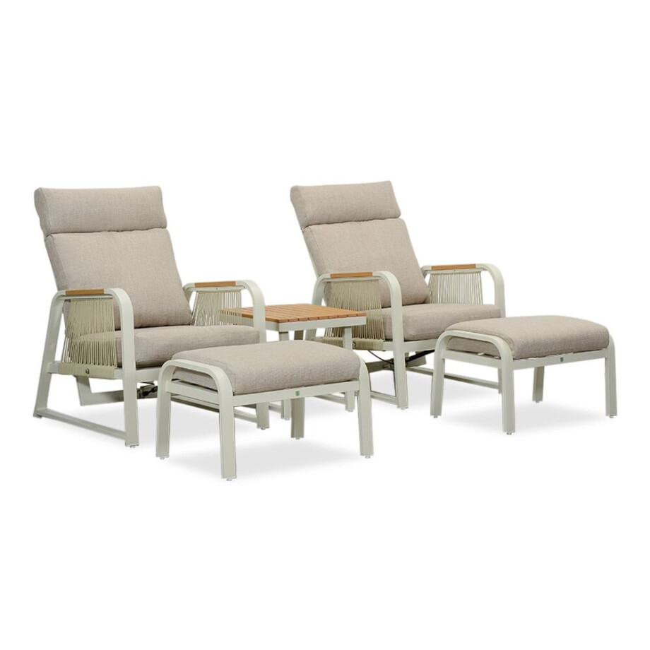 Como lounge balkonset 2 personen | aluminium + polywood | beige | 5-delig afbeelding 1