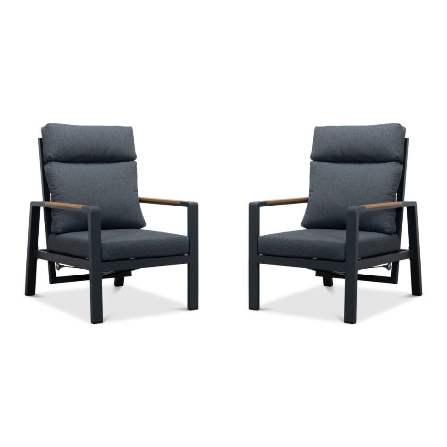 Manhattan loungestoel tuin set van 2 | aluminium + polywood | antraciet afbeelding 