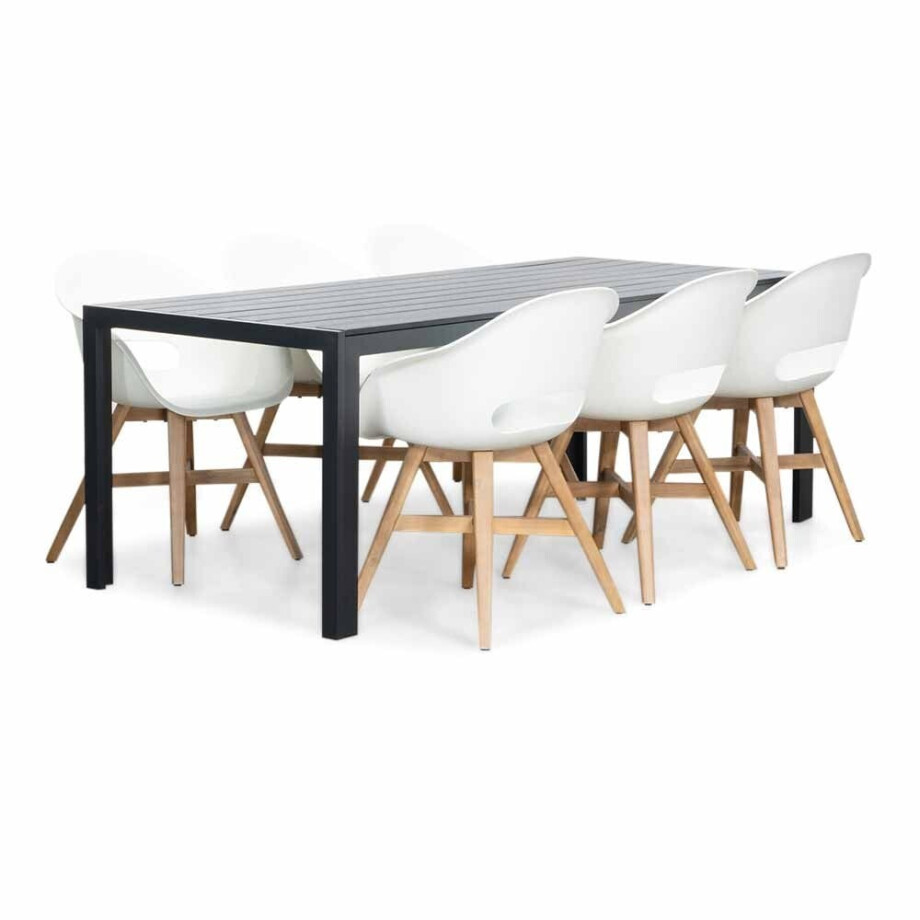 Manchester/Karlstad wit dining tuinset | 6 personen | aluminium + kunststof | 205cm afbeelding 1