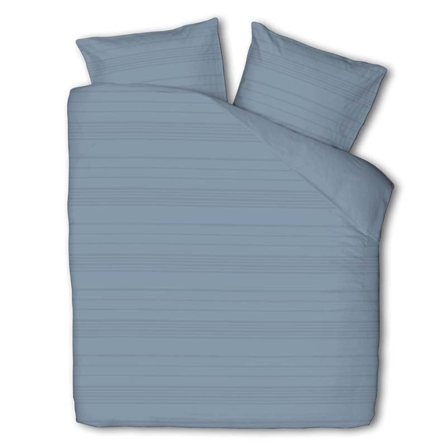 Dekbedovertrek Luna Embossed Stripes - Lits-Jumeaux (240x220 cm) - Blauw Microvezel - Dessin: Strepen - Luna Bedding - Dekbed-Discounter.nl afbeelding 1