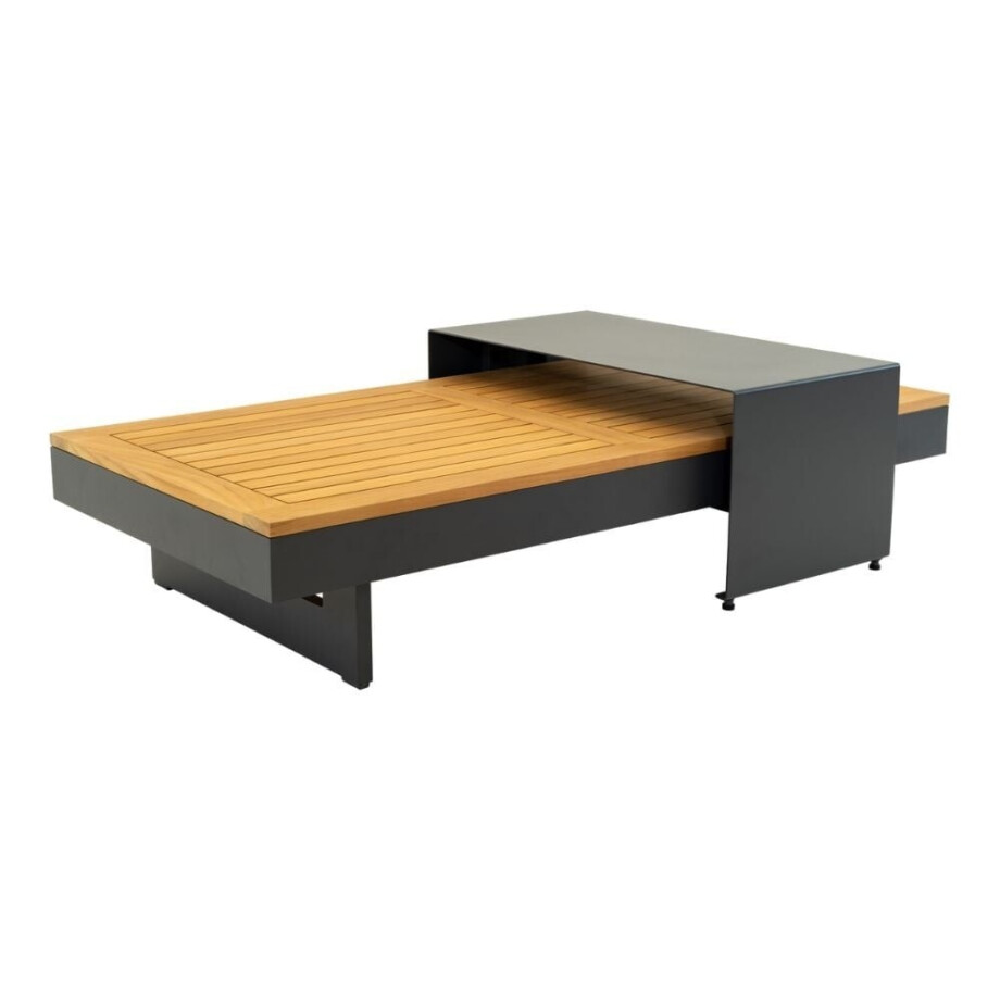 Barbados loungetafel set van 2 | aluminium + teakhout | Natural Teak | 140x70cm afbeelding 1