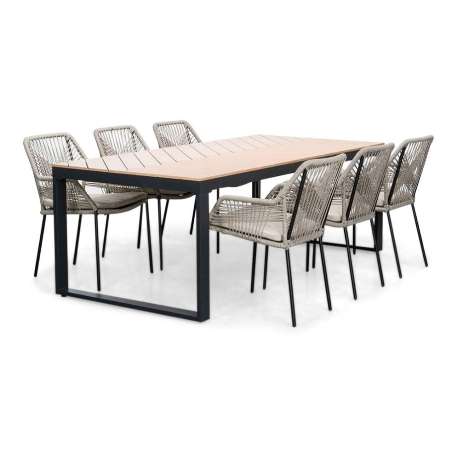 Kampa Natural/Seville zand dining tuinset | 6 personen | polywood + touw | 210cm afbeelding 1