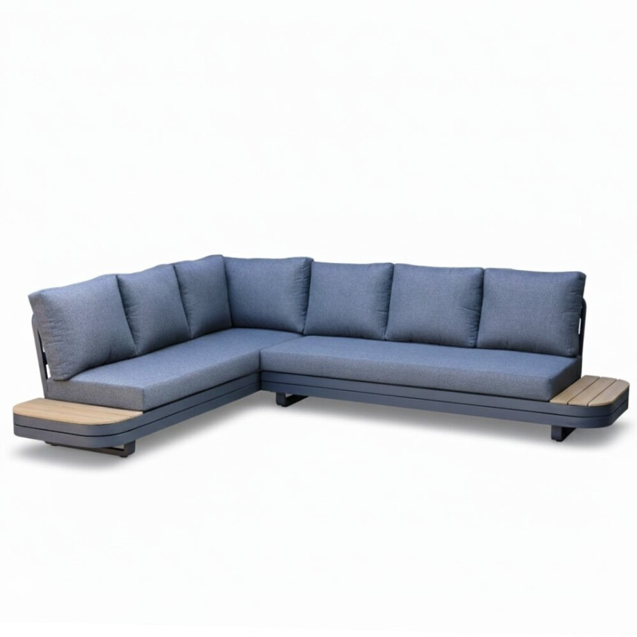 Serrento hoek loungeset links 6 personen | aluminium + polywood | antraciet | 2-delig - 241x226cm afbeelding 1