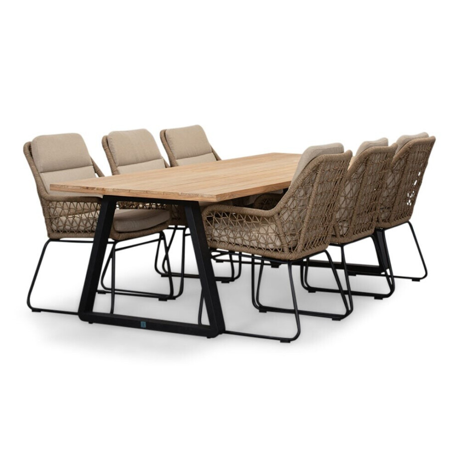 Elena/Valencia Sahara Dust dining tuinset | 6 personen | teakhout + touw | 240cm Elena/Valencia Sahara Dust dining tuinset | 6 personen | teakhout + touw | 240cm afbeelding 1