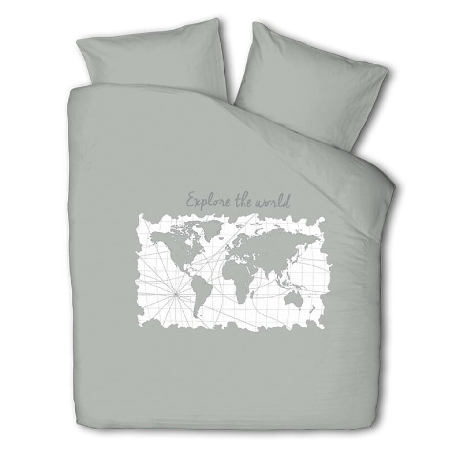 Dekbedovertrek Map of Dreams - Eenpersoons (140x200 cm) - Grijs Polyester-katoen - Dessin: Landschap - Luna Bedding - Dekbed-Discounter.nl afbeelding 