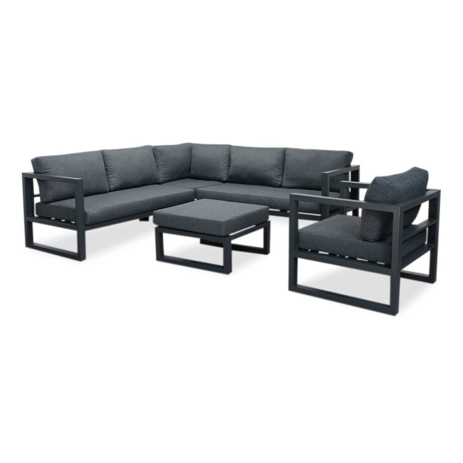 Cordoba hoek loungeset met stoel 6 personen | aluminium | antraciet | 5-delig - 228x228cm afbeelding 1