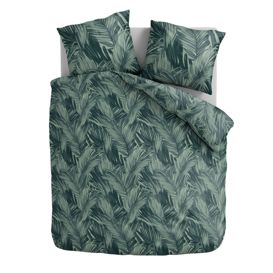 Dekbedovertrek Vintage Palm - Eenpersoons (140x200 cm) - Groen Microvezel - Dessin: - Luna Bedding - Dekbed-Discounter.nl afbeelding 1