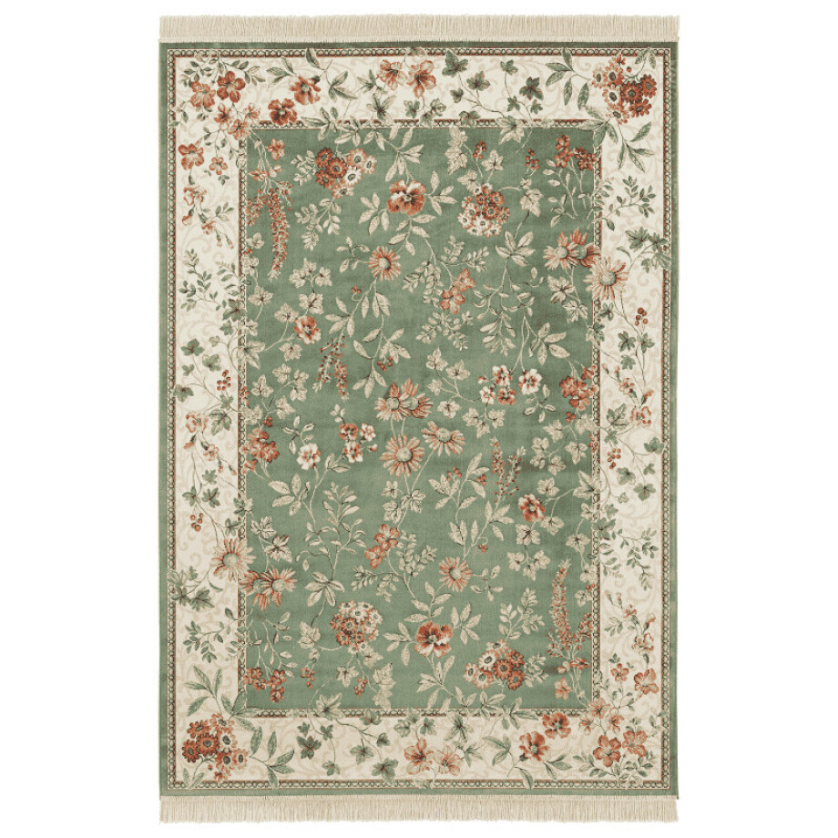 Vloerkleed Oriental Flowers - Groen maat: 140x95cm - materiaal: Polypropyleen - Dekbed-Discounter.nl afbeelding 