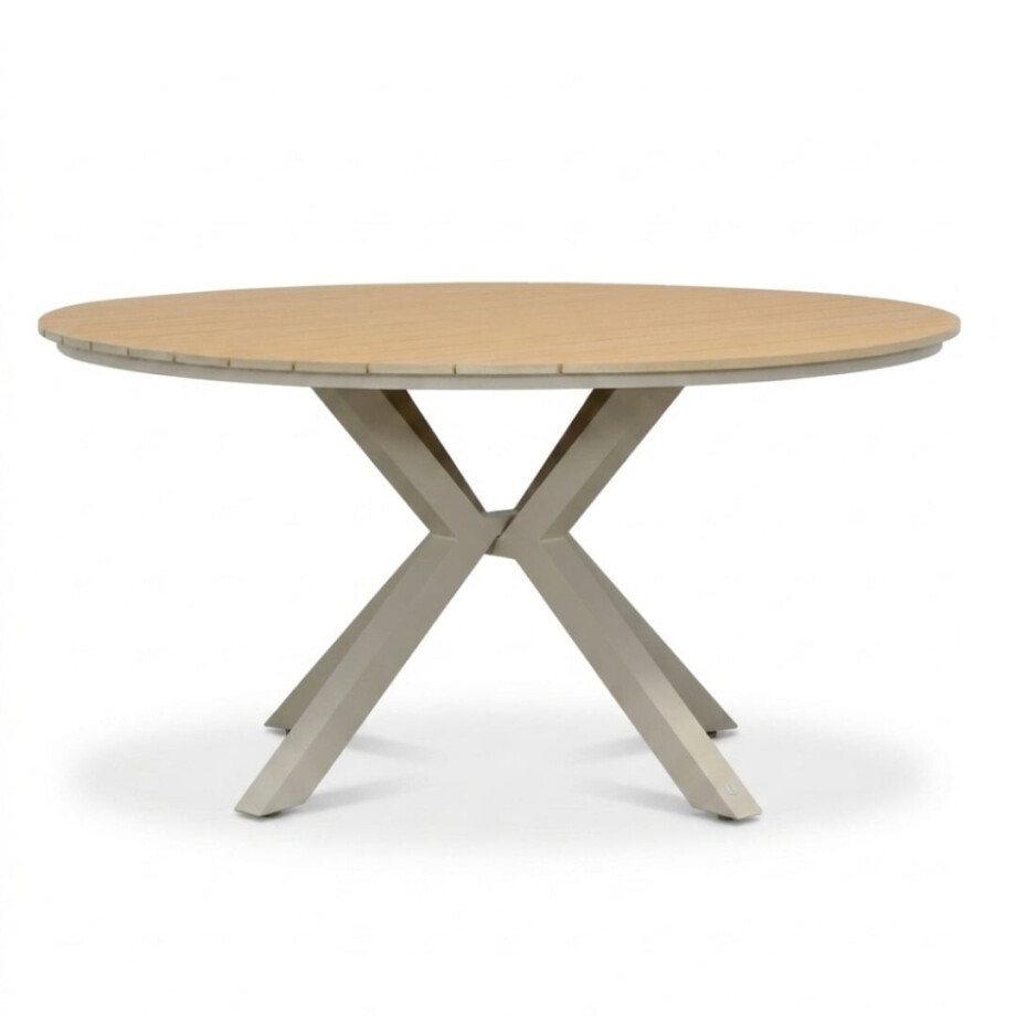 Calgary dining tuintafel 5 personen | polywood + aluminium | beige | 144cm rond afbeelding 1