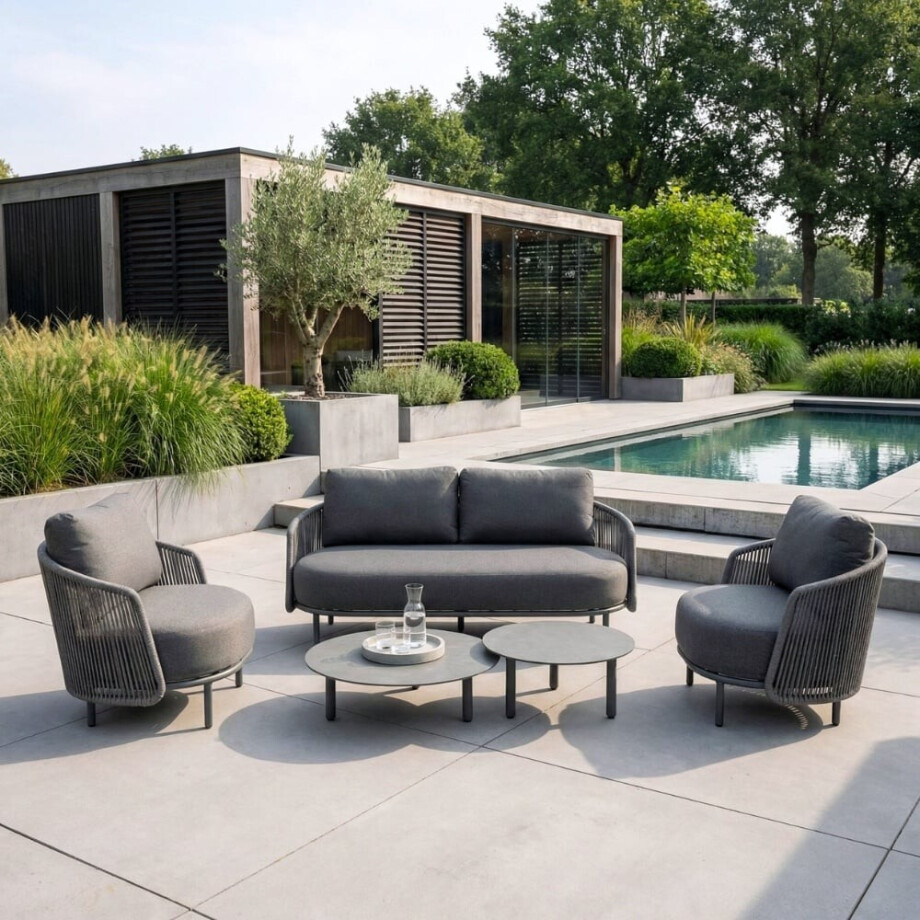 Orly stoel-bank loungeset 4 personen | aluminium | antraciet | 5-delig afbeelding 1