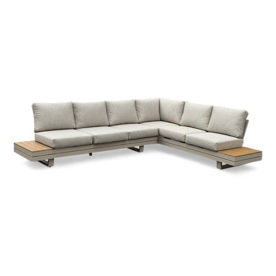 Vegas hoek loungeset-rechts 6 personen | aluminium + polywood | beige | 4-delig - 311x230cm afbeelding 1
