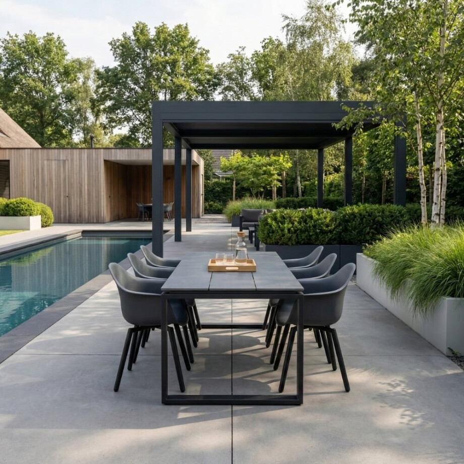 Helsinki Grey/Montreux dining tuinset | 6 personen | polywood + kunststof | 210cm afbeelding 1