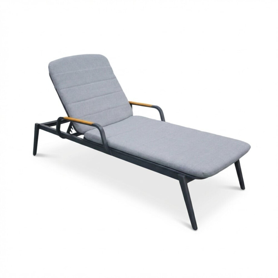 Malta ligbed antraciet | aluminium + teak | antraciet | 186cm afbeelding 1