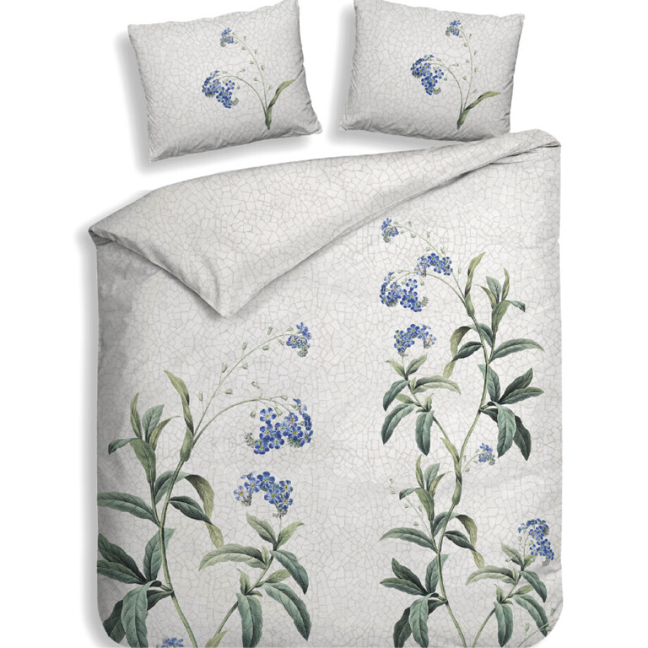 Dekbedovertrek Lacie - Lits-Jumeaux (240x220 cm) - Grijs Katoen-satijn - Dessin: Bloemen - Heckett Lane - Dekbed-Discounter.nl afbeelding 