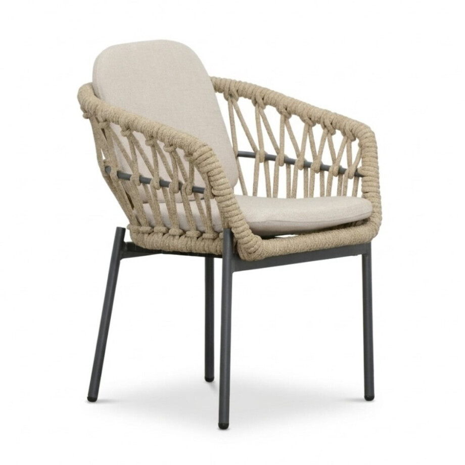 Femke dining tuinstoel | touw + aluminium | beige/antraciet afbeelding 1