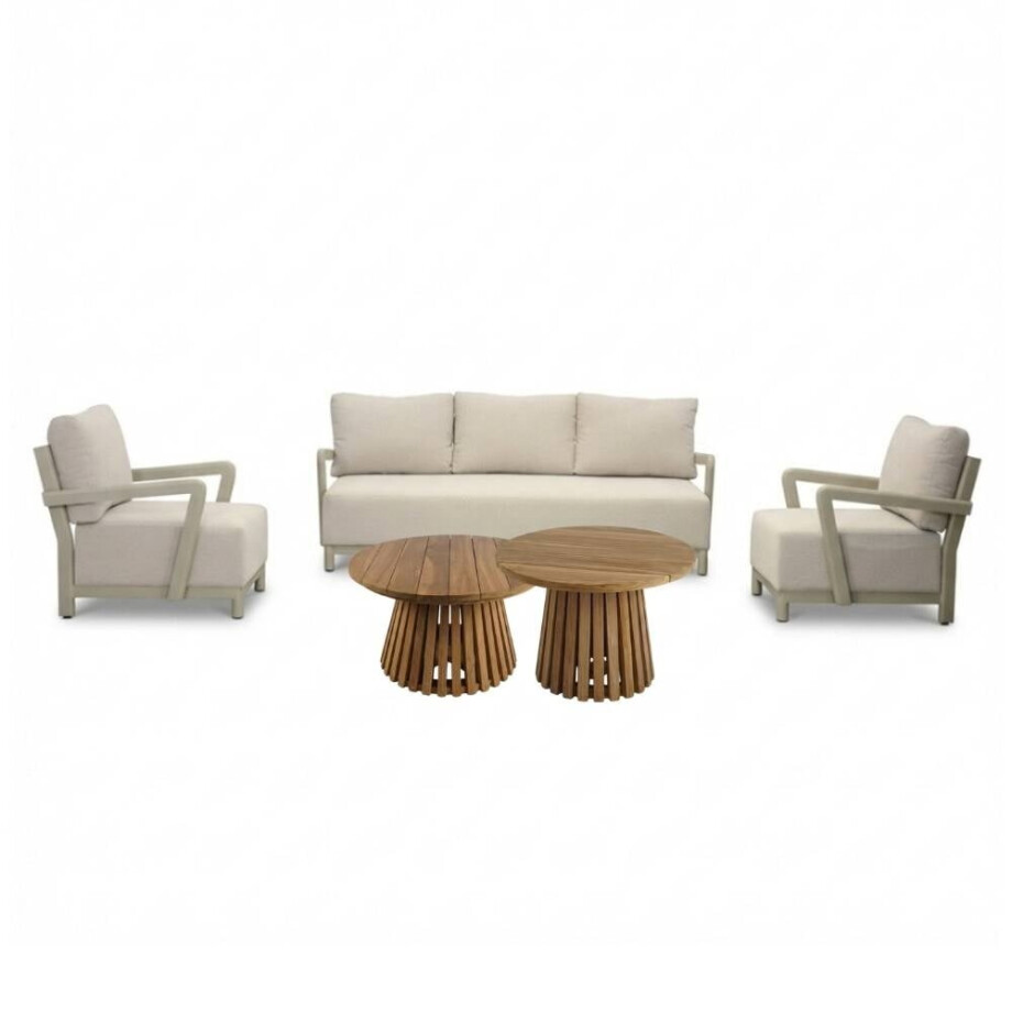 Amalfi/Palau stoel-bank loungeset 5 personen | aluminium + polywood | beige | 5-delig afbeelding 1