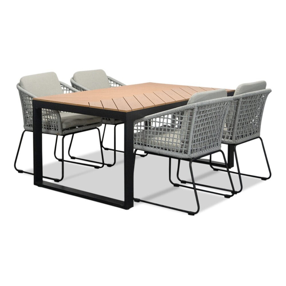 Kampa Natural/Tulum grijs dining tuinset | 4 personen | polywood + touw | 160cm afbeelding 1