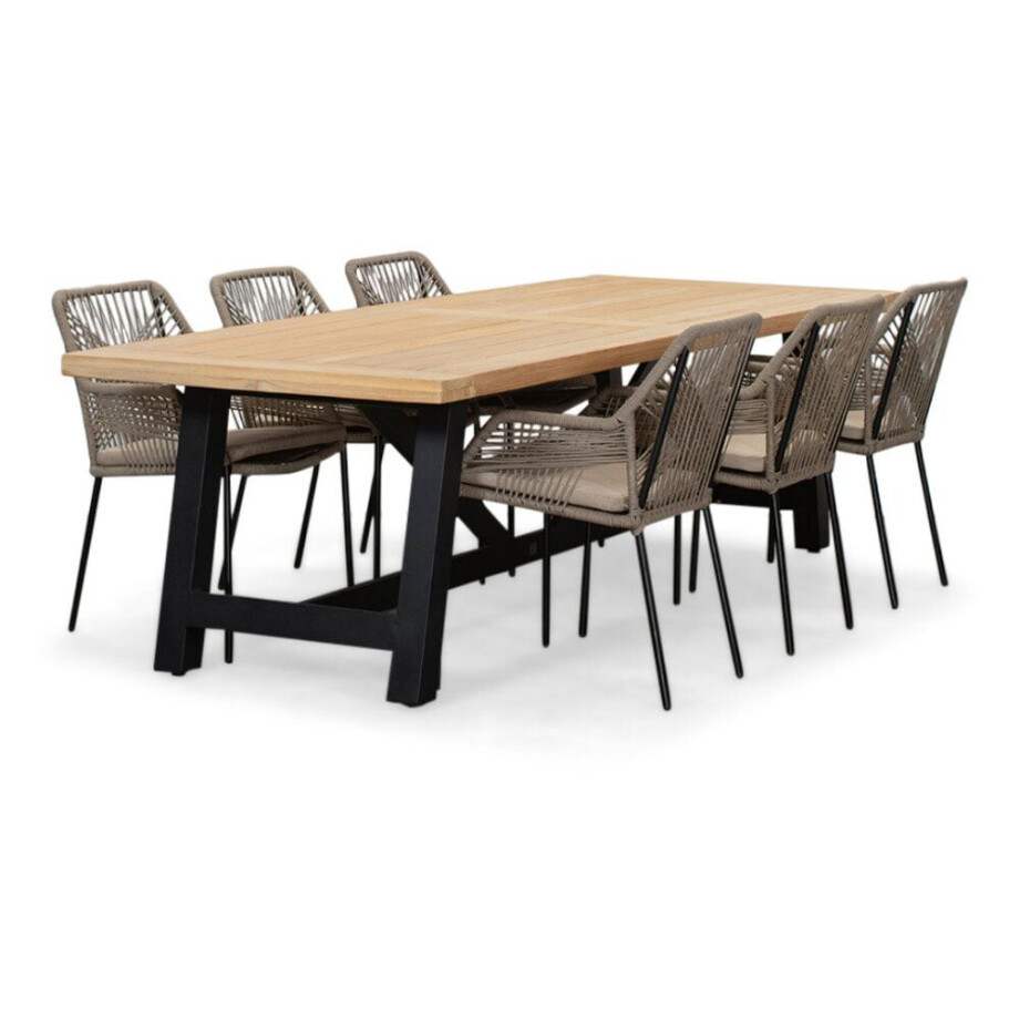 James/Seville zand dining tuinset | 6 personen | teakhout + aluminium | 260cm afbeelding 1