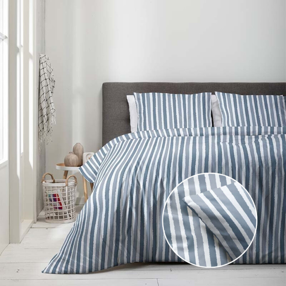 Dekbedovertrek Brush Stripes - Eenpersoons (140x220 cm) - Meerkleurig Polyester-katoen - Dessin: Strepen - Luna Bedding - Dekbed-Discounter.nl afbeelding 
