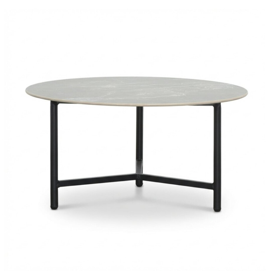 Logan koffietafel | sintered stone + aluminium | Marble Grey | 75cm rond afbeelding 1