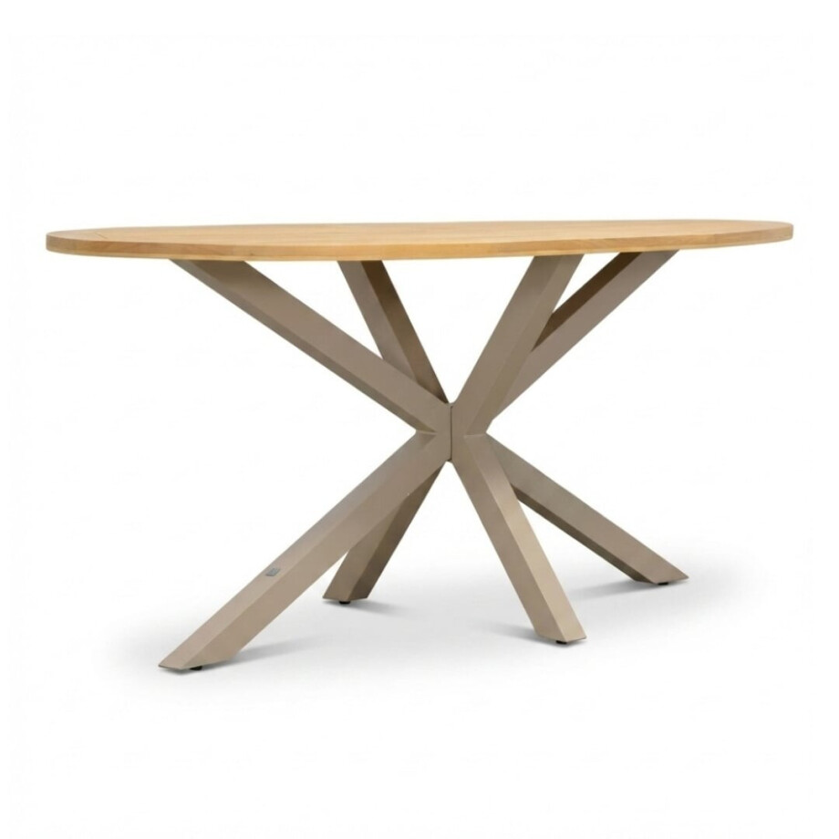 Cleve dining bartafel 6 personen | teakhout + aluminium | Natural Teak/beige | 240cm ovaal afbeelding 1