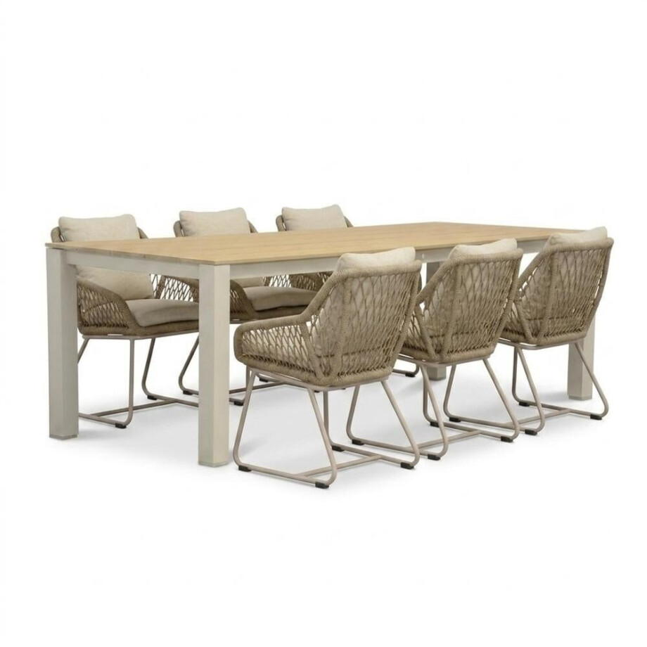 Manhattan beige/Portofino Sandstone dining tuinset | 6 personen | polywood + touw | 240cm afbeelding 1