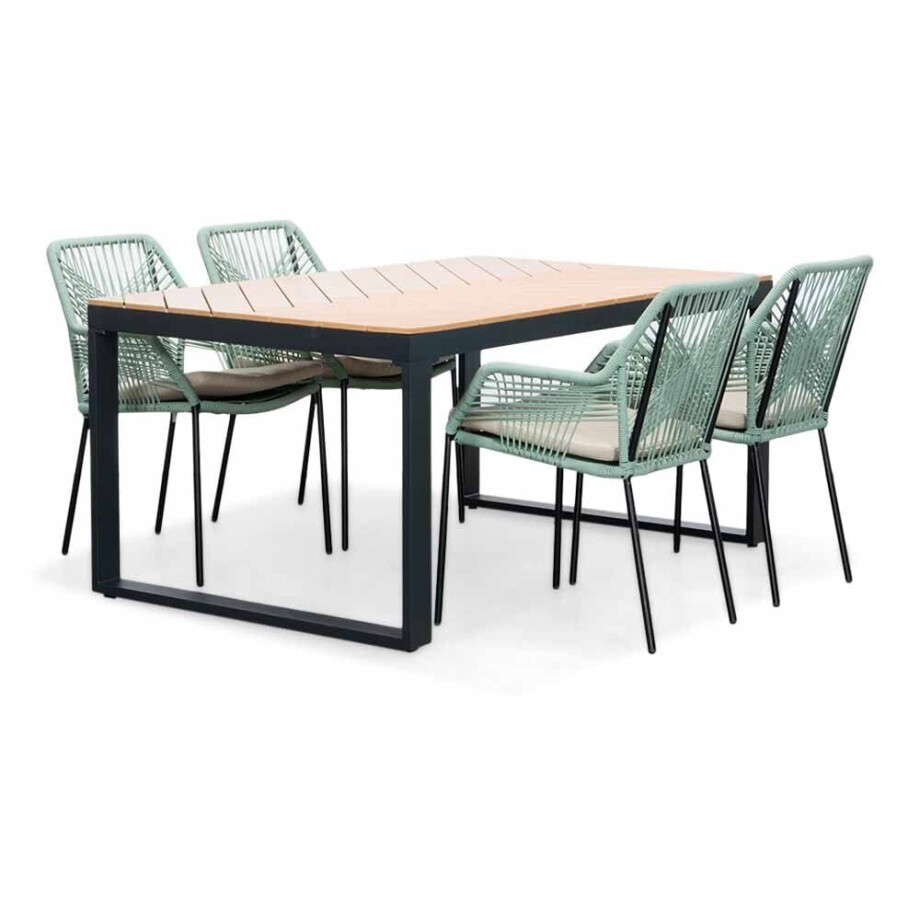 Kampa Natural/Seville mint dining tuinset | 4 personen | polywood + touw | 160cm afbeelding 1