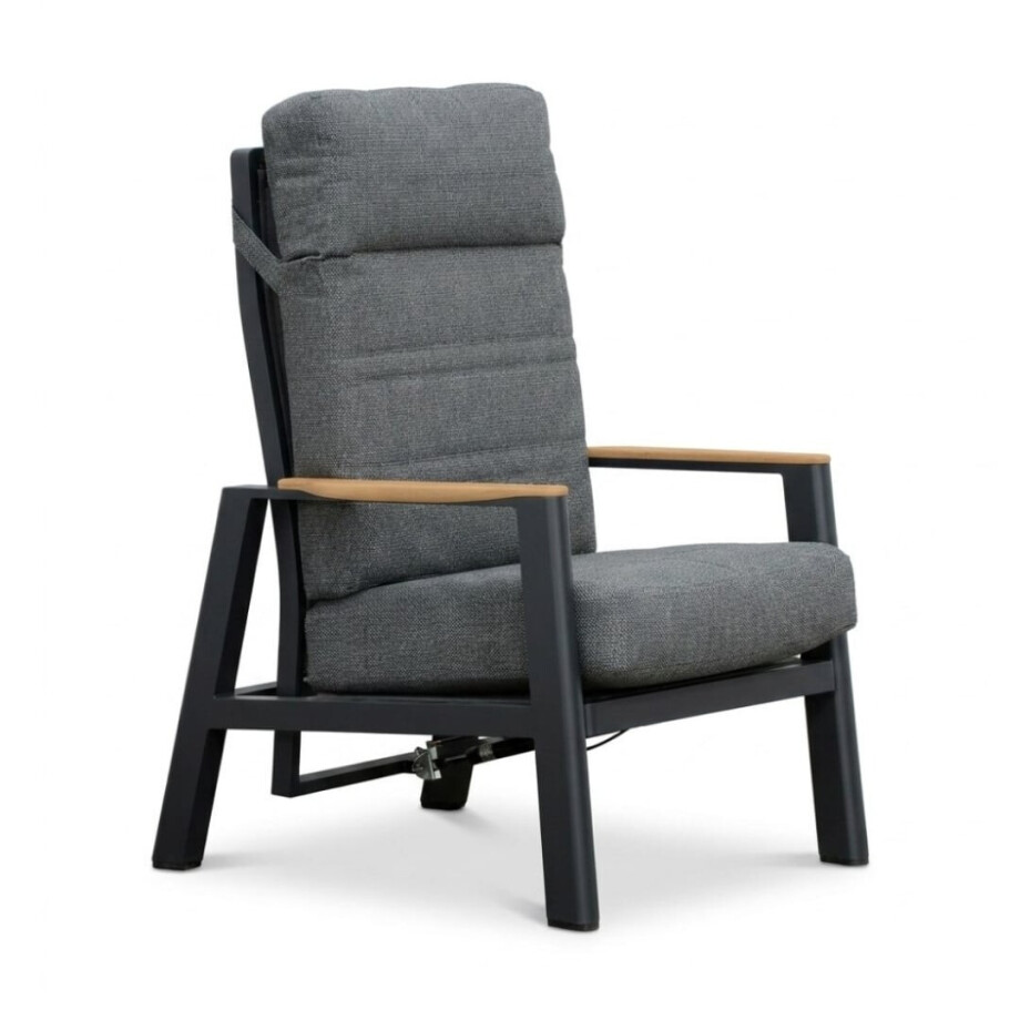Brighton loungestoel | aluminium + teak | antraciet afbeelding 1