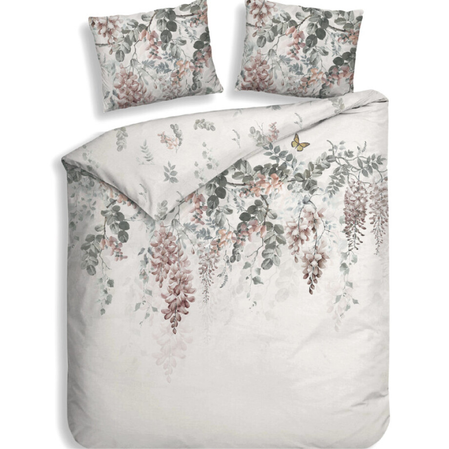 Dekbedovertrek Nina - Lits-Jumeaux (240x220 cm) - Wit Katoen-satijn - Dessin: Bloemen - Heckett Lane - Dekbed-Discounter.nl afbeelding 