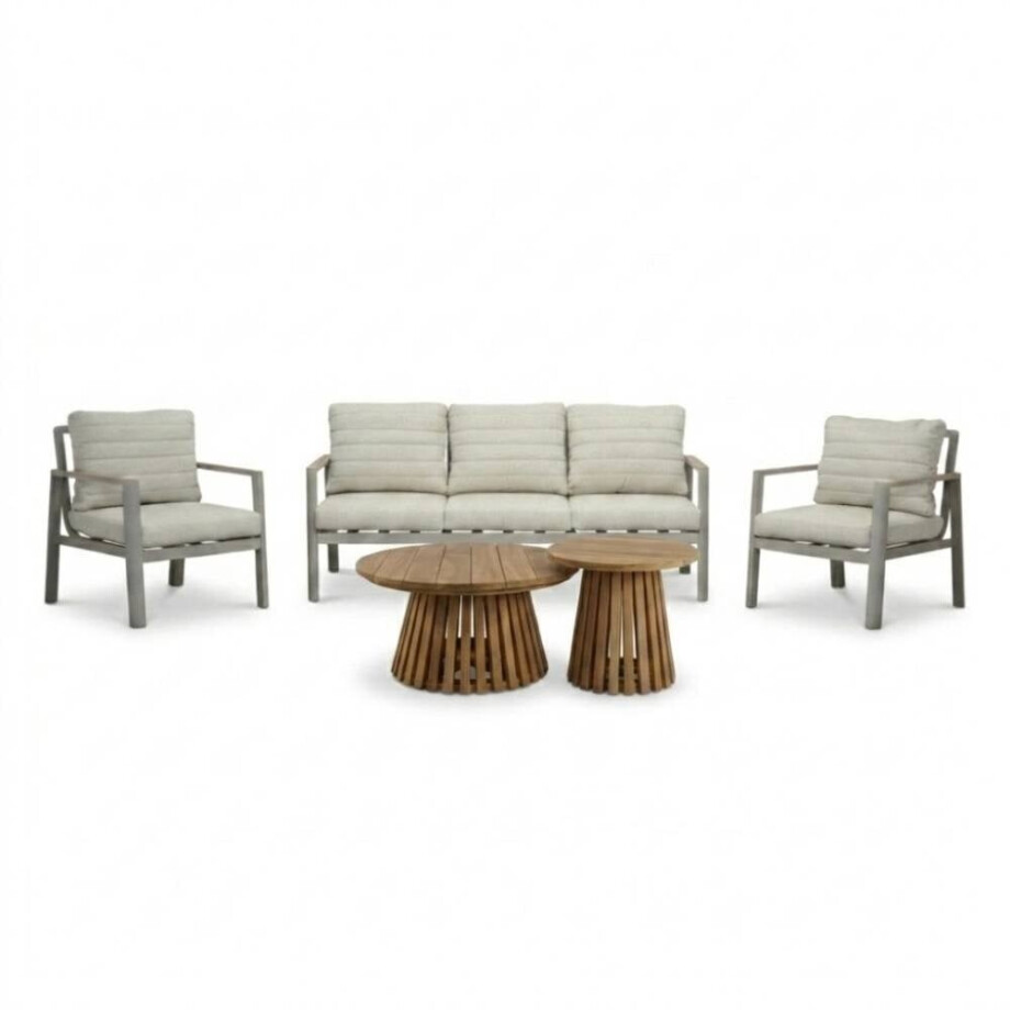 Tokyo/Palau stoel-bank loungeset 5 personen | aluminium + polywood | antraciet | 5-delig afbeelding 