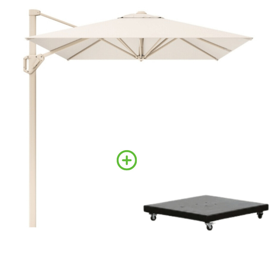Voyager T¹ zweefparasol | 250x250cm met Monza parasolvoet 90kg | Ivory/Sandstone afbeelding 1