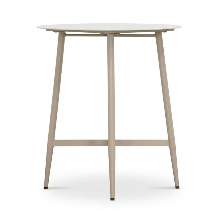 Santos dining bartafel 4 personen | sintered stone + aluminium | Marble Latte | 90cm rond afbeelding 1