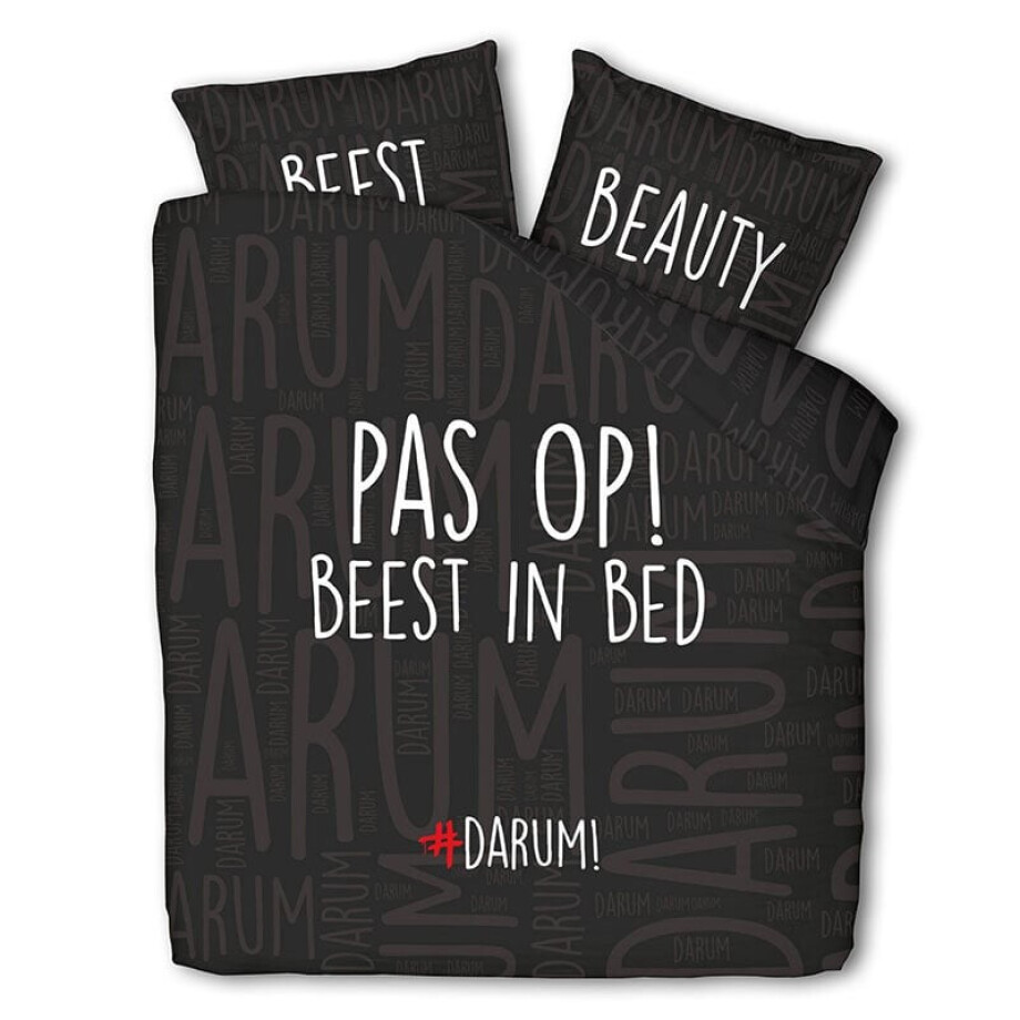 Dekbedovertrek #DARUM! Beest in Bed - Tweepersoons (200x200 cm) - Zwart Polyester-katoen - Dessin: Tekst - #DARUM! - Dekbed-Discounter.nl Dekbedovertrek #DARUM! Beest in Bed - Tweepersoons (200x200 cm) - Zwart Polyester-katoen - Dessin: Tekst - #DARUM! - Dekbed-Discounter.nl afbeelding