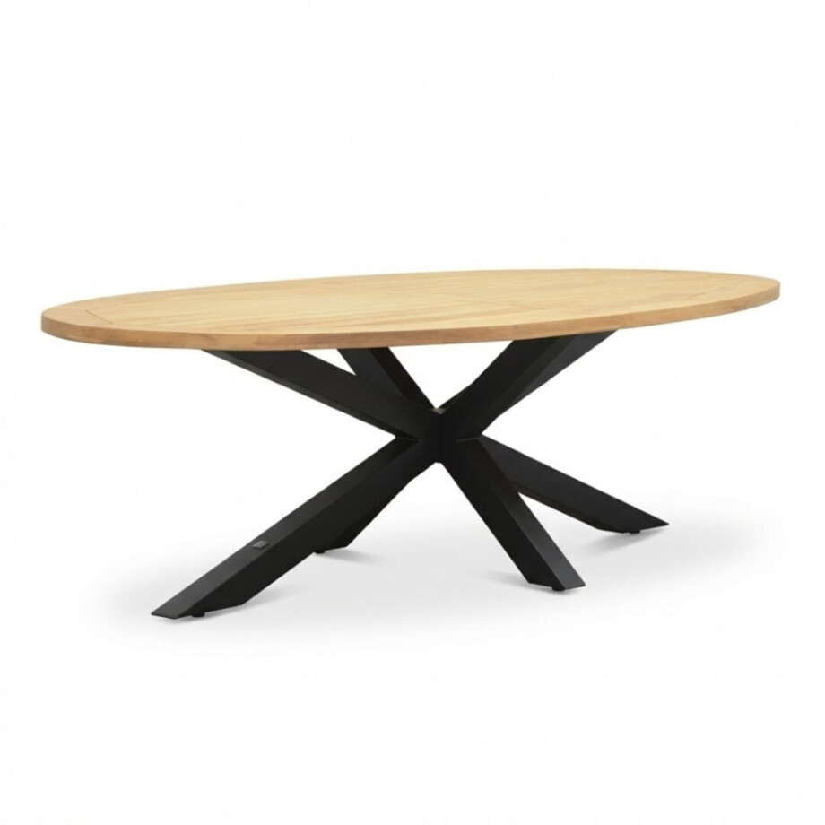 Cleve low dining tuintafel 6 personen | teakhout + aluminium | Natural Teak/antraciet | 240cm ovaal afbeelding 1