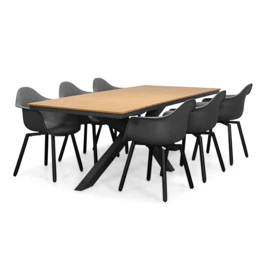 Durban/Montreux dining tuinset | 6 personen | polywood + kunststof | 218cm afbeelding 1