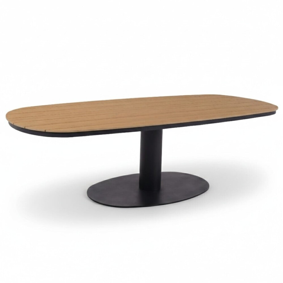 Panama dining tuintafel 6 personen | polywood + aluminium | Natural Wood/antraciet | 260cm Deens ovaal Panama dining tuintafel 6 personen | polywood + aluminium | Natural Wood/antraciet | 260cm Deens ovaal afbeelding 1