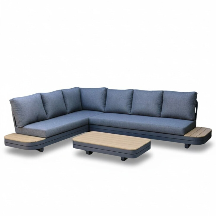Serrento hoek loungeset links 6 personen incl. tafel | aluminium + polywood | antraciet | 4-delig afbeelding 1