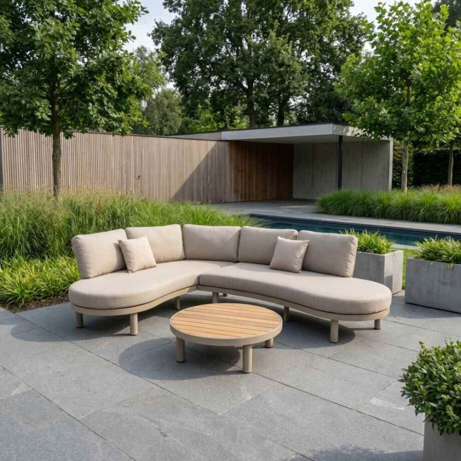 Washington hoek loungeset 5 personen | aluminium + hardhout | beige | 4-delig - 259x195cm afbeelding 1