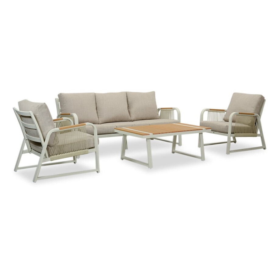 Como stoel-bank loungeset - 5 personen | aluminium + polywood | beige | 3-delig afbeelding 1