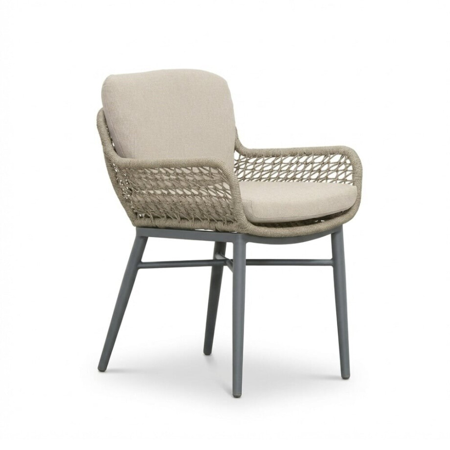 Mila dining tuinstoel | touw + aluminium | beige/antraciet afbeelding 1