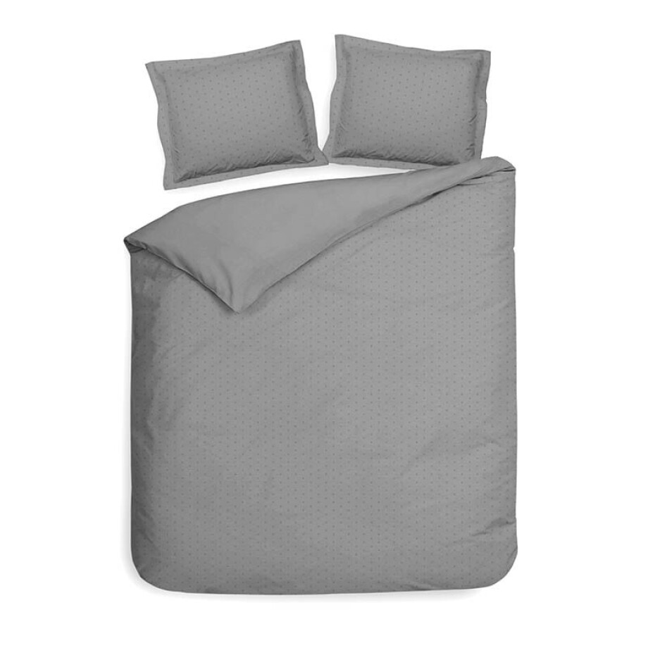 Dekbedovertrek Punto Katoen - Lits-Jumeaux (240x220 cm) - Grijs Katoen-satijn - Dessin: Stippen - Heckett Lane - Dekbed-Discounter.nl afbeelding 