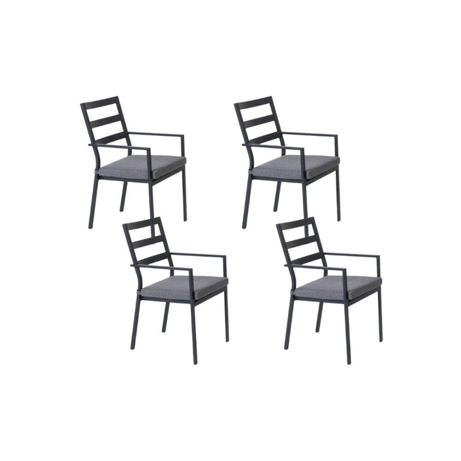 Cadiz dining tuinstoel set van 4 stapelbaar | aluminium | antraciet afbeelding 1