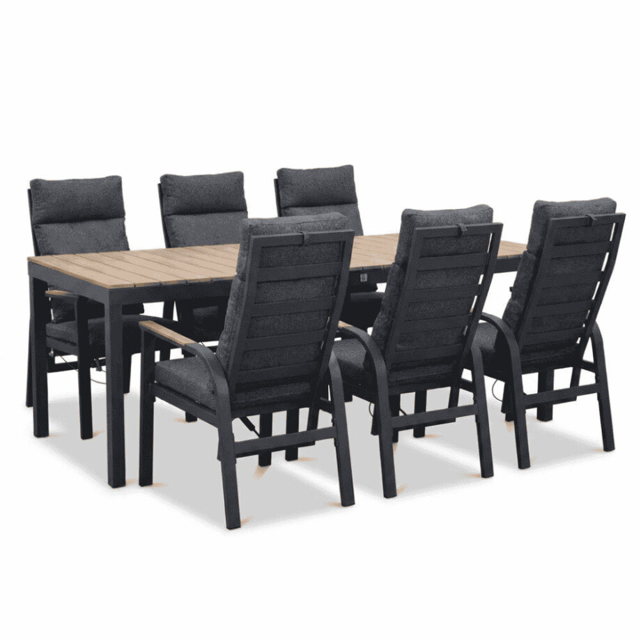 Oxford/Annecy antraciet dining tuinset | 6 personen | aluminium + aluminium | 200cm afbeelding 1