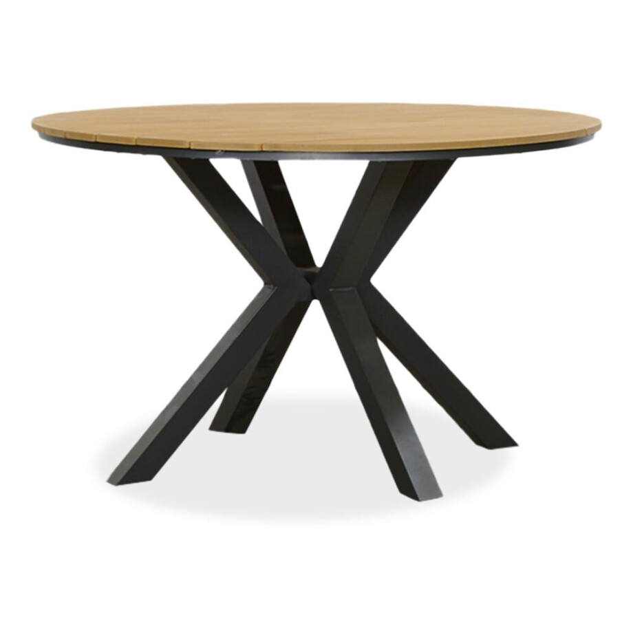 Cervo dining tuintafel 4 personen | polywood + aluminium | Natural Wood |Ø120cm rond afbeelding 1