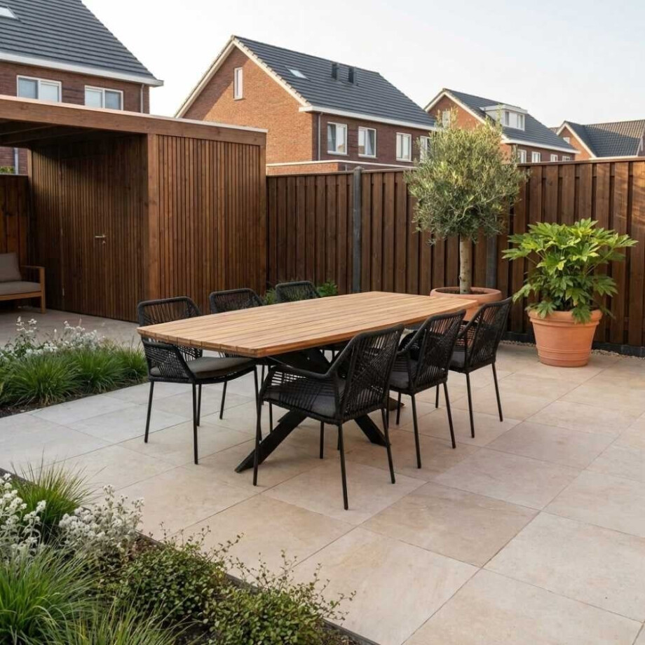 Salo/Seville zwart dining tuinset | 6 personen | hardhout + touw | 240cm Salo/Seville zwart dining tuinset | 6 personen | hardhout + touw | 240cm afbeelding 1