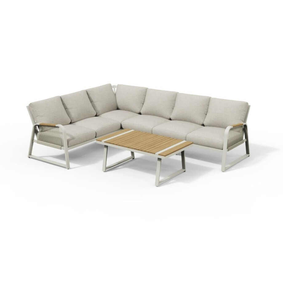 Como hoek loungeset 6 personen | aluminium + polywood | beige | 4-delig - 271x210cm afbeelding 1