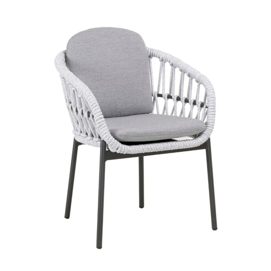 Bari dining tuinstoel | touw + aluminium | wit afbeelding 1